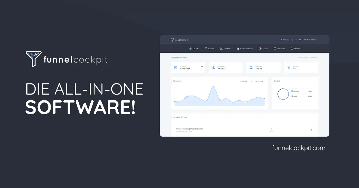 Funnelcockpit im Überblick: Landingpages, E-Mail-Marketing, Webinare und Mitgliederbereiche an einem Ort