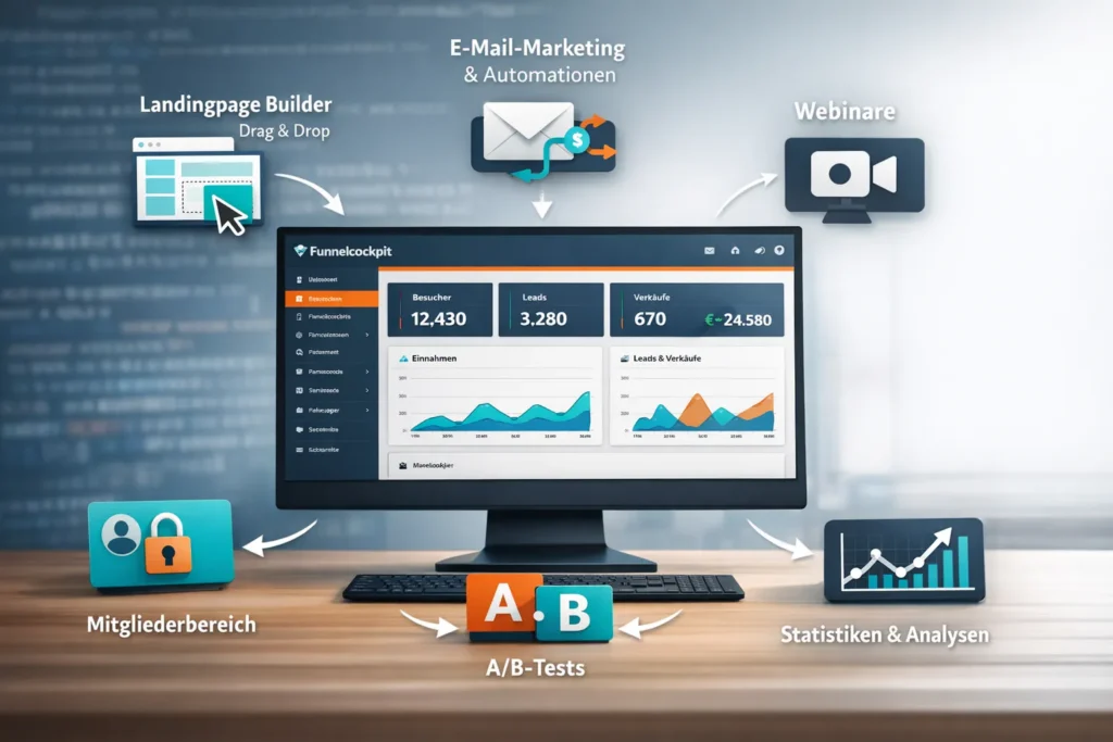 Funnelcockpit vereint verschiedene Tools für Onlinemarketing